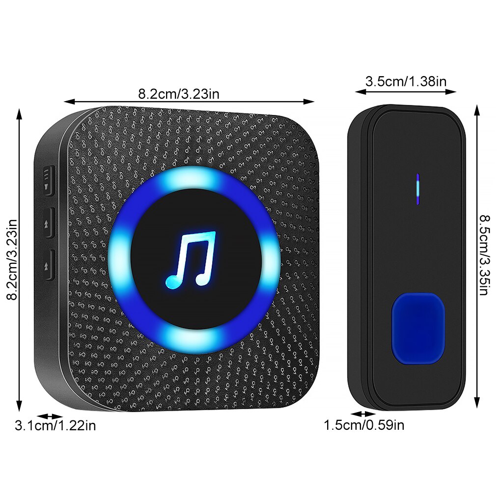 LED Wireless Doorbell Kit Outdoor Waterproof 55 Door Bell Chime 5 Volume Levels Receiver Remote Thuis Draadloze Oproep Bell