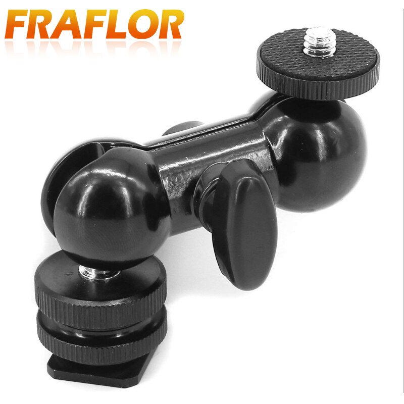 Multi-função dupla ballhead montagem com sapata 1/4 câmera parafuso tripé braço mágico mini bola cabeça equipamento universal suporte