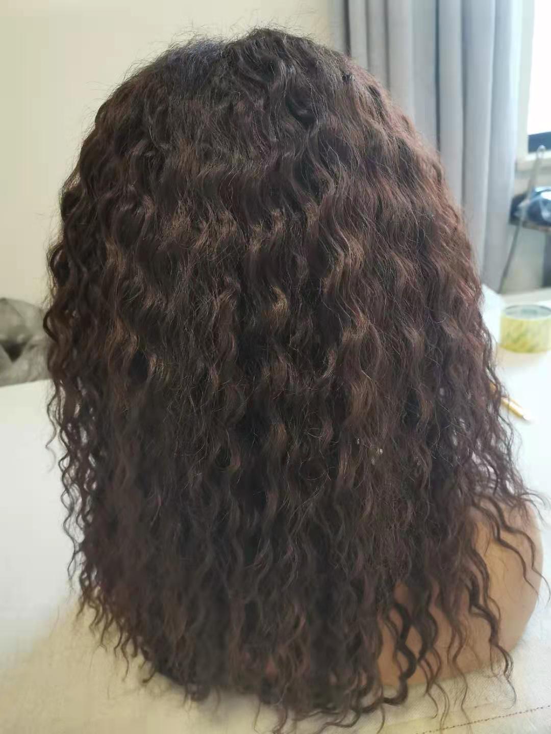 Blice syntetisk blonde lukning paryk deep wave langt hår extensions blandet hår parykker naturlig stil 18 tommer til kvinder: #4