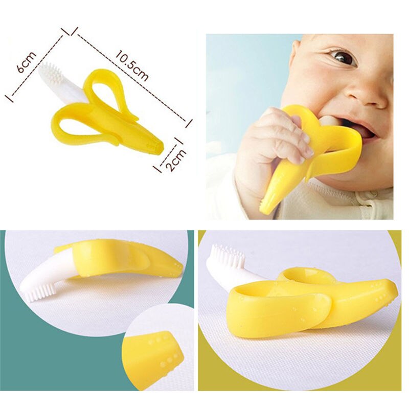 Baby Siliconen Training Tandenborstel Bpa Gratis Banaan Vorm Veilig Waggel Bijtring Chew Speelgoed Tandjes Ring Zuigeling Baby Kauwen