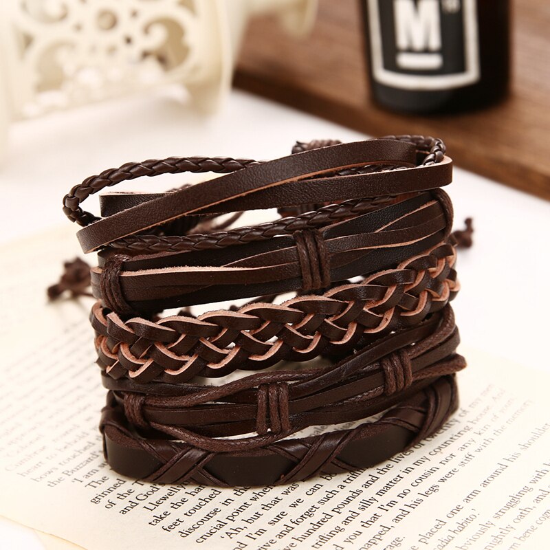 Daxi herr armband för herr berlocker armband pärlband armband tillbehör flätat läder armband herr smycken: Ifs 00706