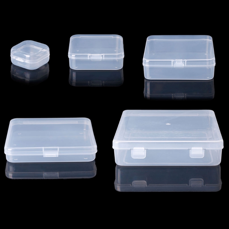 Cajas cuadradas de plástico transparente para almacenamiento de joyas, contenedores para manualidades y abalorios