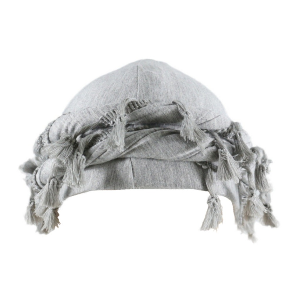 Solid kvast punk bandana hat frynser burr kant snoet hale hat dobbelt lag dockerhat herre fletningshat vandretur: Grå