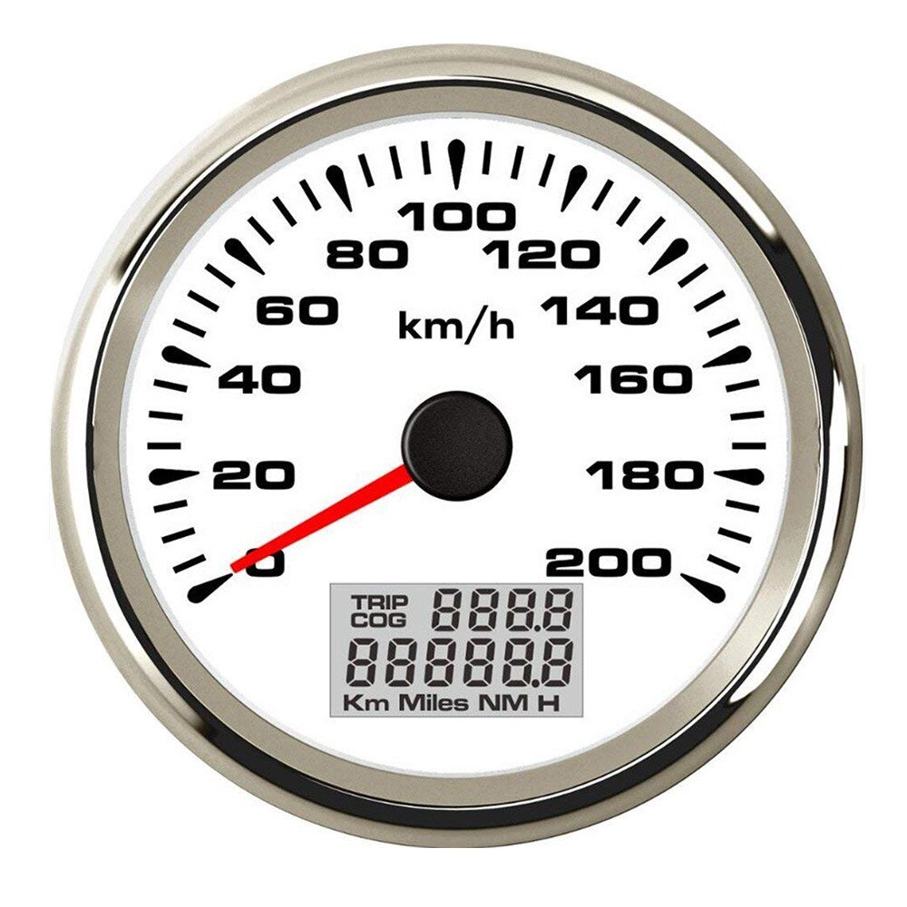 85 Mm Auto Marine Boot Digitale Snelheidsmeter Met 7 Kleuren Achtergrondverlichting Gps Speed Gauge 120kmh 200kmh Fit 9 ~ 32V: White Silver 200kmh