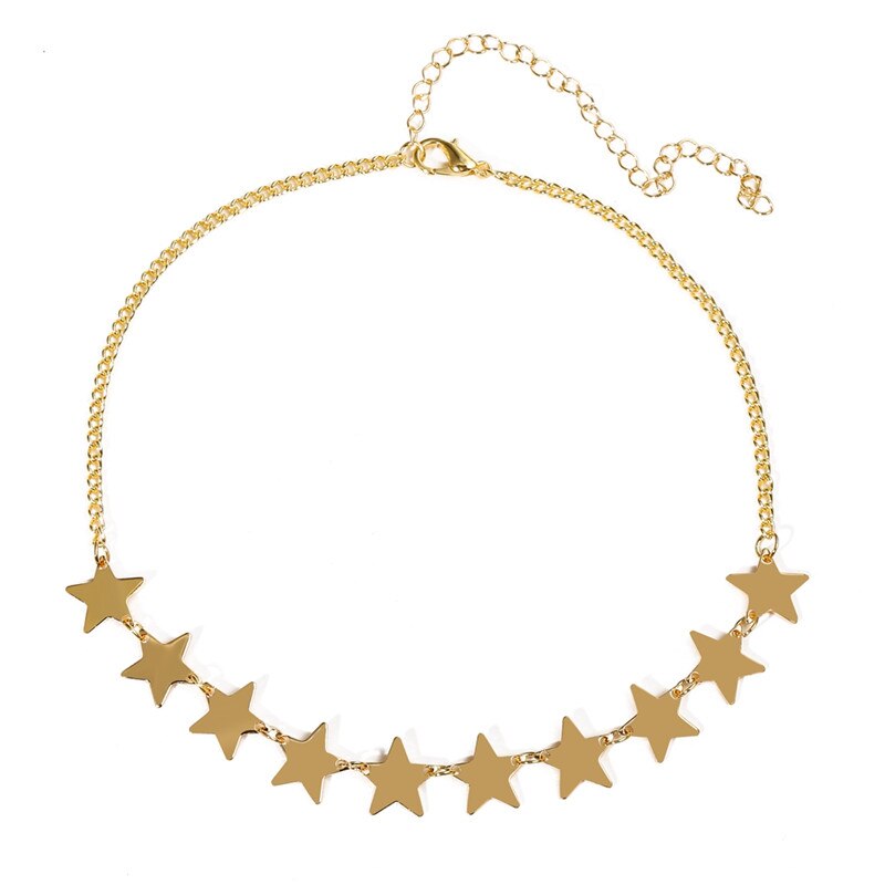 17KM Simple Plain Star Choker Necklace for Women Gold Sliver Chain Necklaces Collares Statement Jewelry: CS5130301