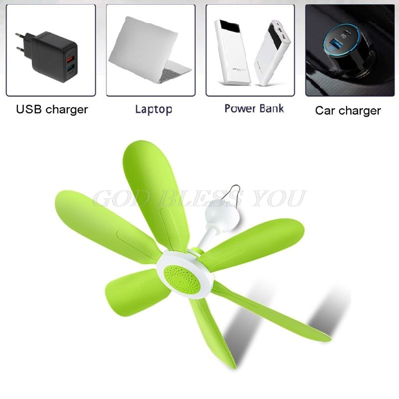 5W Remote Control Timing USB Ceiling Fan Air Cooler USB Fans for Bed Camping Outdoor Hanging Camper Tents Hanger Fan