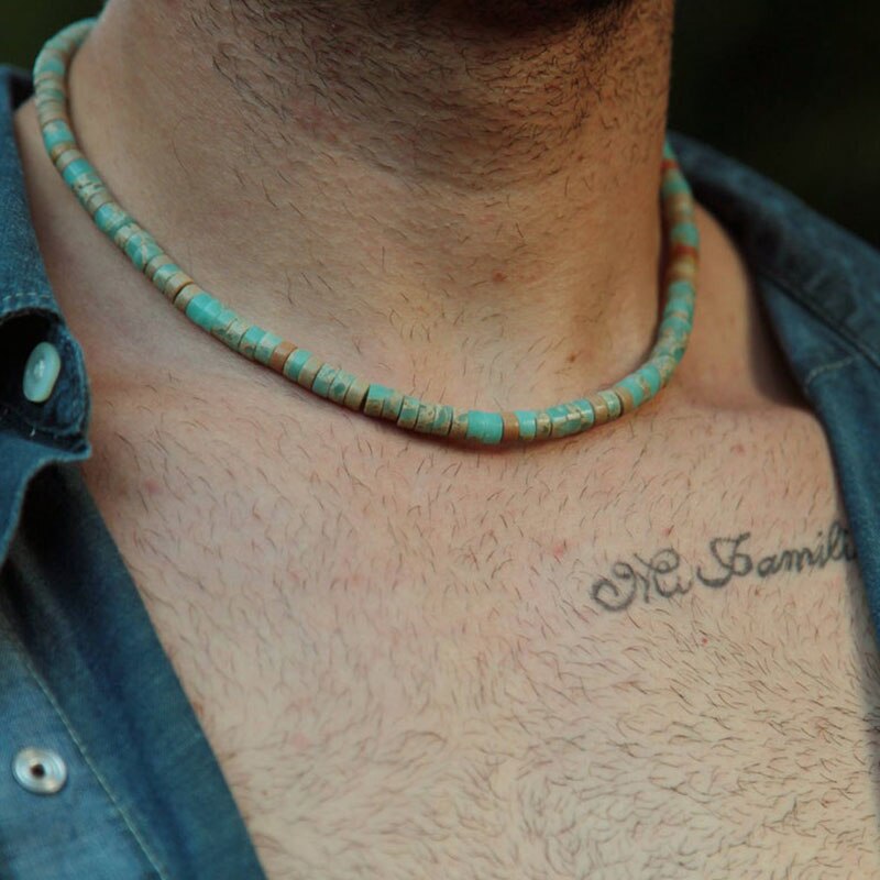 Collar de cuentas para hombre, collar africano, collar de surfista, collar para hombre: AS13