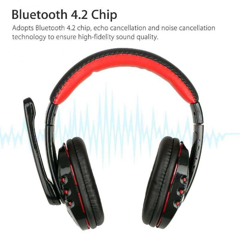 Bezprzewodowe słuchawki z mikrofonem do gier komputer stancjonarny zestaw słuchawkowy do laptopa Bluetooth Gamer słuchawki z regulowanym pałąkiem na głowę