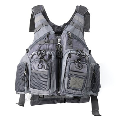 Outdoor Fishing Equipment Multi-pocket Fishing Jacket Swimming High Buoyancy Fishing Vest Multi-function Outdoor Photography: Grey