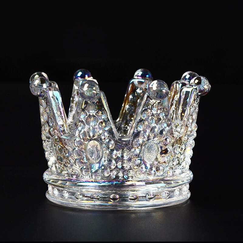 Crown Ashtray Glass Personality Ash Tray Transparent Wax Holder Candle Holder Ornaments Ashtray for Home Car: Colorful