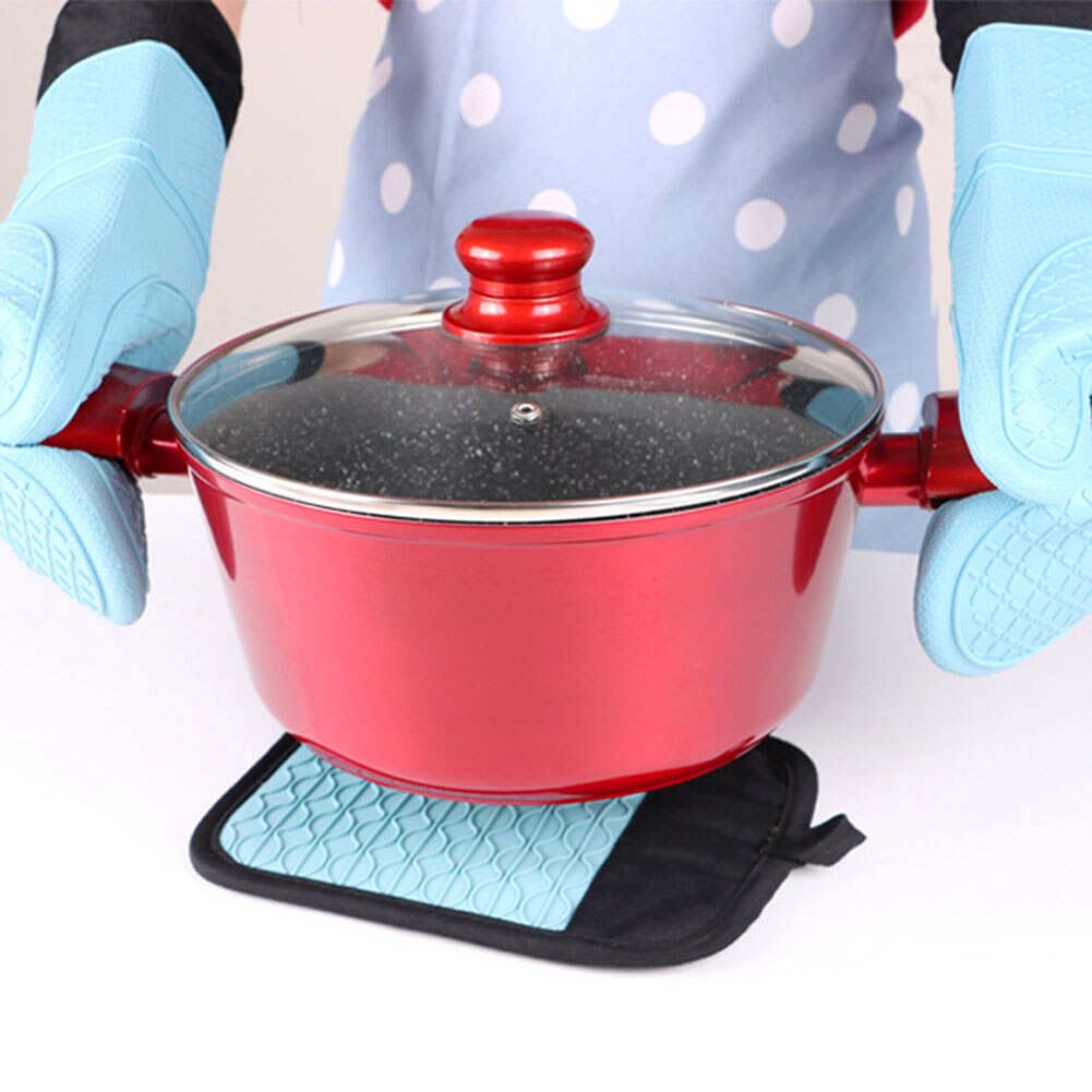 1Pc Non Slip Heat Insulated Thick Cotton Glove Mitten Pot Pad Mat Baking Tool