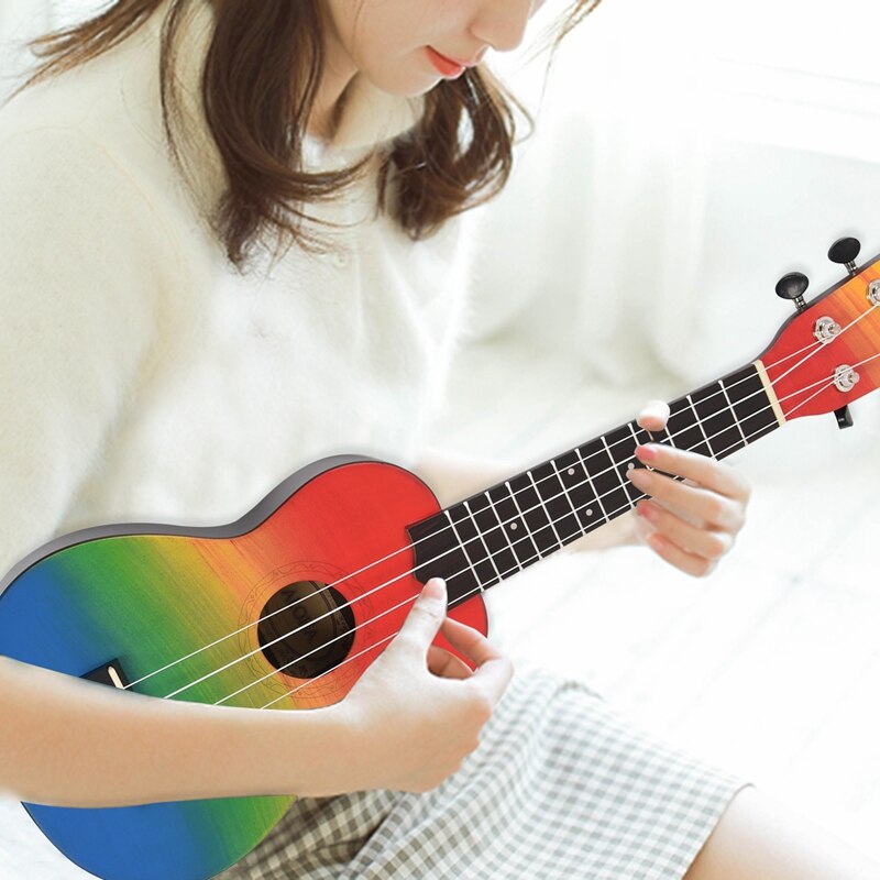 Ukelele pintado a mano Combo 21, Soprano negro de 4 cuerdas, bajo Uke, instrumento Musical de cuerda perfecto para principiantes