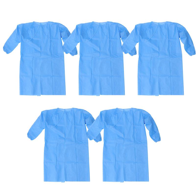 5 st engångs non-woven förkläde engångs städkläder justerbara dammsäkra skyddskläder för städsalong