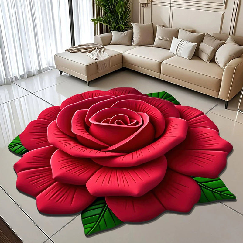 3D Fresh Flower Pattern Door Mats Alien Dirt-resistant Floral Plush & Diatomaceous Earth Floor Mat Bathroom Absorbent Anti-slip: 50x80+50x160cm / Navy Blue