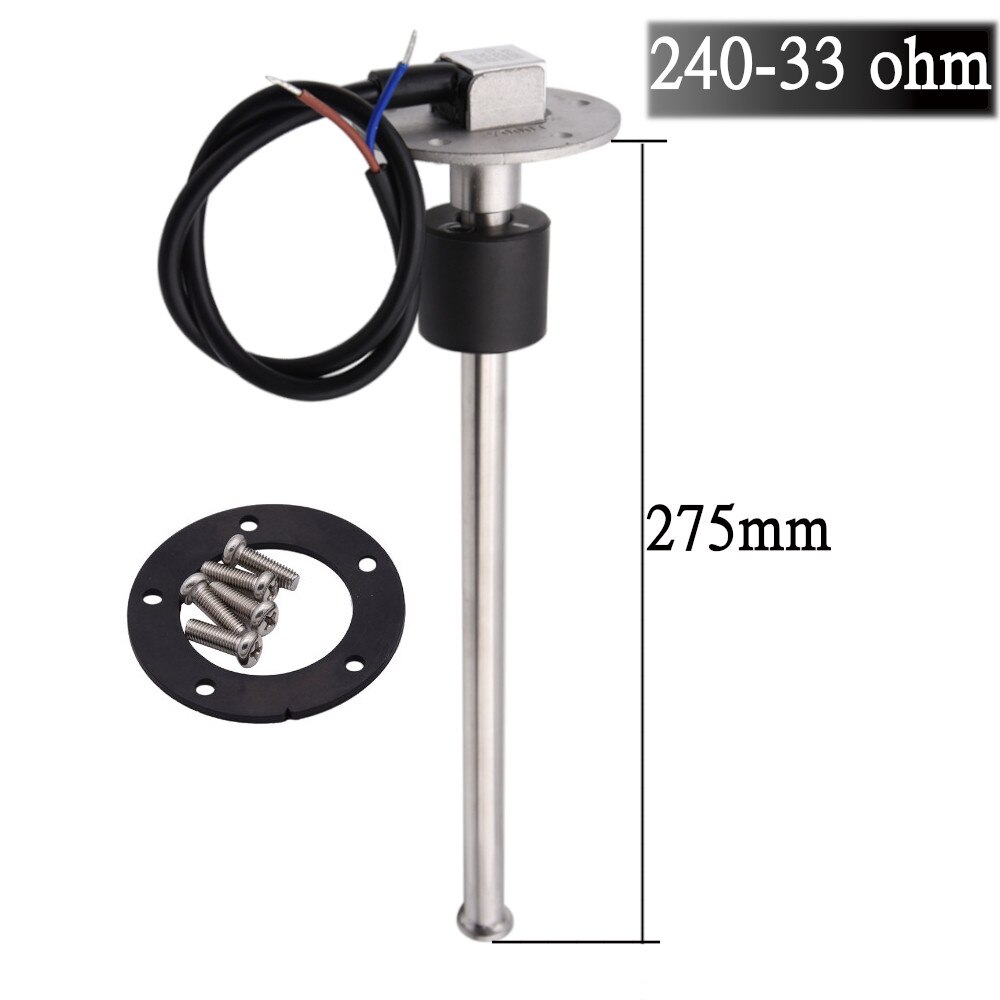 Sensor de nivel de combustible, unidad receptora de combustible, medidores de nivel de agua de 0-125-33ohm, 175/225/275/325/375/425mm,: 275mm 240-33ohm