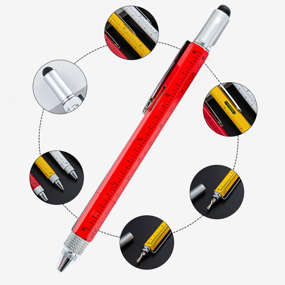 Multitool Stift 6 In 1 Tragbare Metall Tragen Beständig Tech Tool Stift Skala Kapazitiven Stift Metall Kugelschreiber für Büro