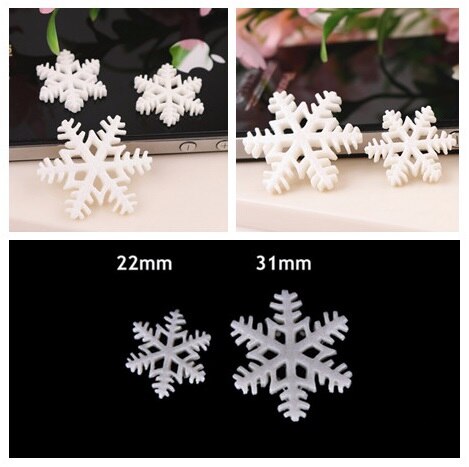 10 stks Sneeuwvlok Witte Hars Plakstenen Craft Mini Xmas Decoratie Benodigdheden Vrolijk Kerst Ornamenten Gelukkig Nieuwjaar