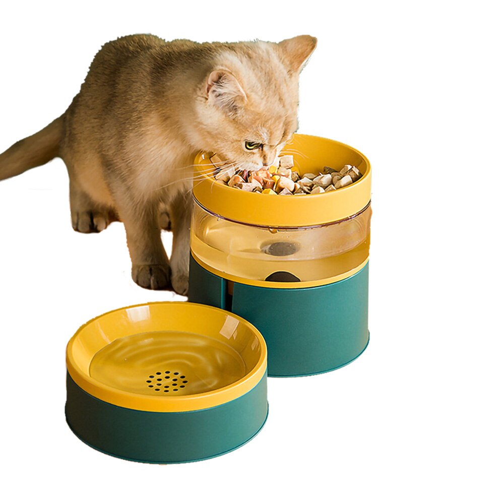 Pet Cat Bowl 2 in 1 Automatic Feeder Cat drinker Feeder Vertical Feeder for cats
