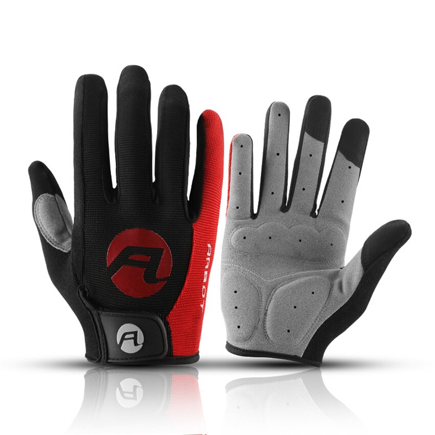 Guantes de ciclismo para hombre antideslizantes con pantalla táctil, antigolpes, transpirables, de dedo completo, para deporte, Fitness, guantes para motocicleta y bicicleta: Red Gloves / L Refer Size Chart