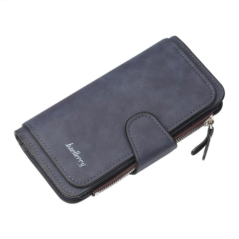 Baellerry nouvelle fermeture à glissière boucle femmes portefeuilles trois fois multi-carte portefeuille givré deux couleurs tissu carte sac porte-monnaie: Dark Blue