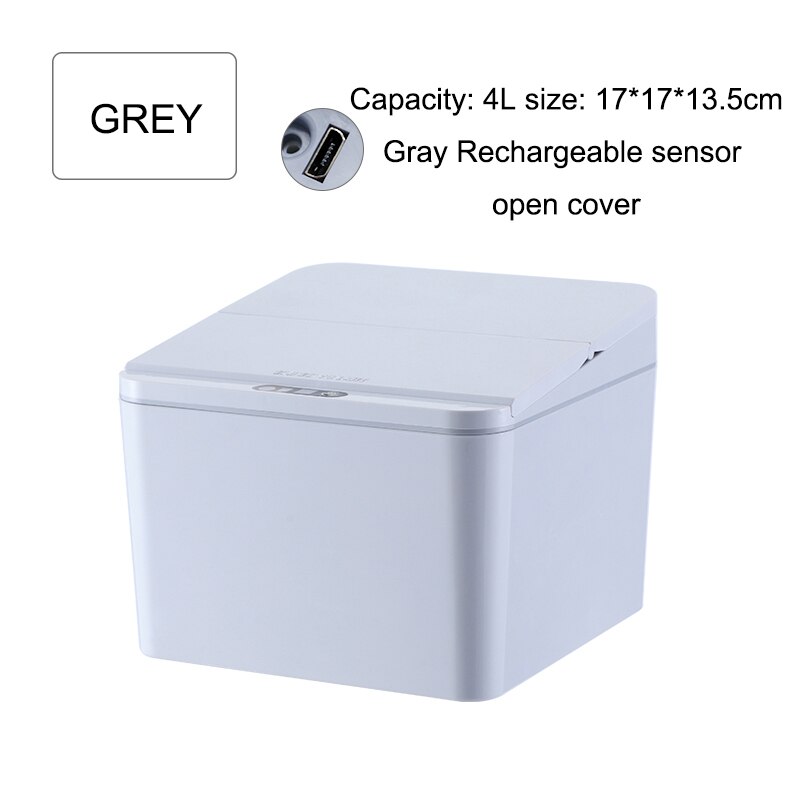 EXPED SMAR Smart desktop storage box trash can induction small car box: Grey Battery / 6L