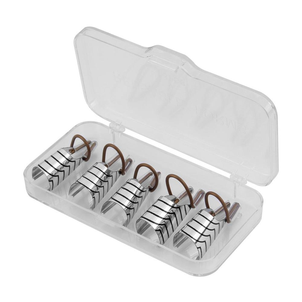 Formas de uñas reutilizables, accesorio de aluminio, herramienta de extensión de uñas de Gel UV, Color plateado ajustable, 5 uds.