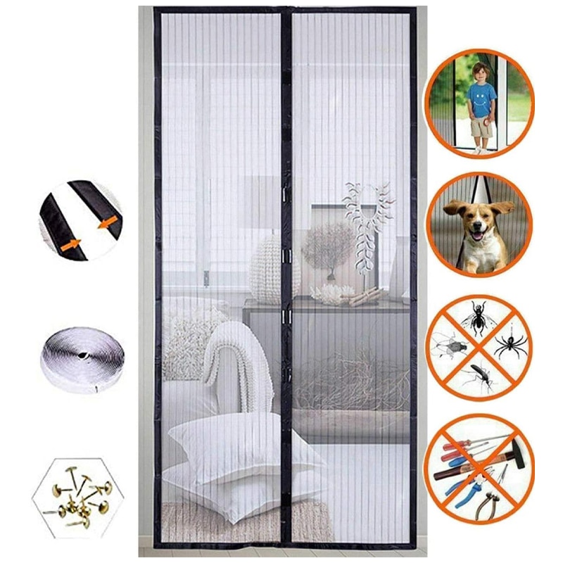 Magnetic Screen Door Curtain Summer Anti Mosquito Insect Fly Bug Screen Mesh Automatic Closing Door Kitchen Curtain