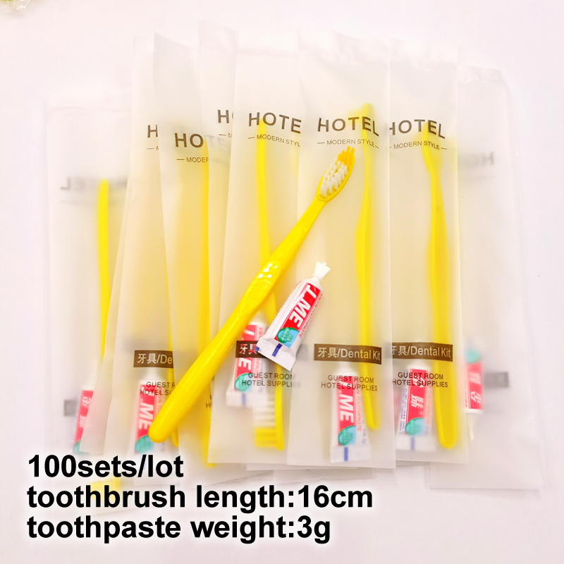 Suministros para hotel, viaje, Kit Dental, cepillo de dientes desechable, juegos de pasta de dientes, embalaje independiente al por mayor: Blanco