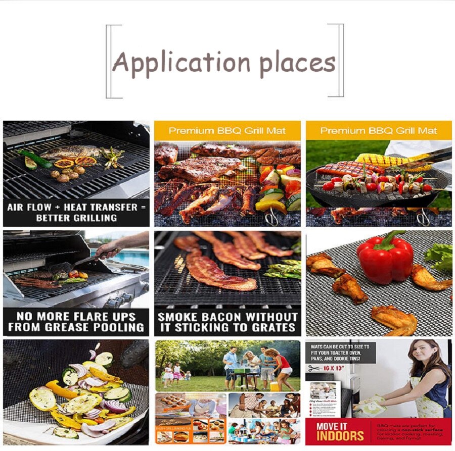 Barbecue Grilling Mat Replacement Mesh Wire Net Non-Stick Grilling Mesh Pads Outdoor Activities Cook Reusable BBQ Accessories