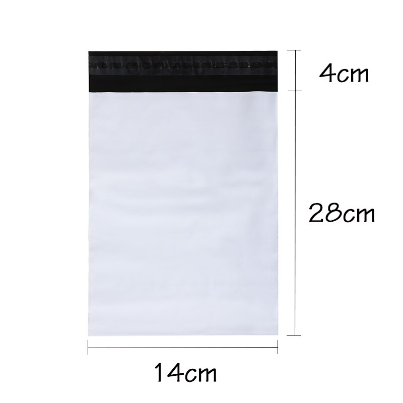 100Pcs Samll Courier Bags White Self-seal Adhesive Storage Bags Plastic Poly Envelope Mailer Postal Mailing Bag Customizing logo: 14x32cm