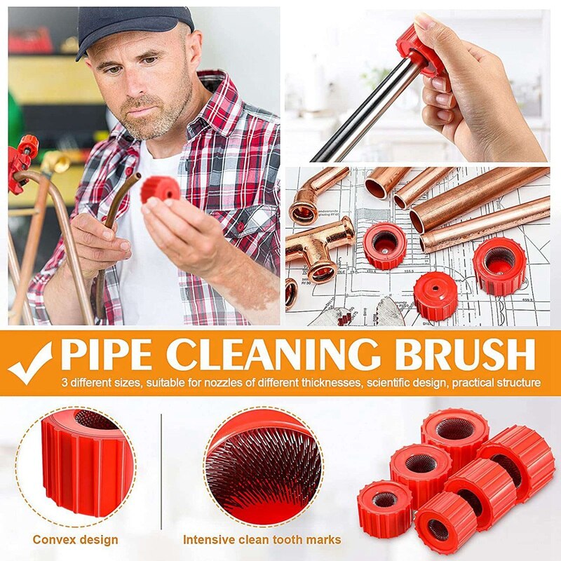 6 Pieces Copper Pipe Cleaners, Handy Sized Plumber, Tube Cleaning Brush for Copper, Copper Pipe Cleaner (3 Sizes)