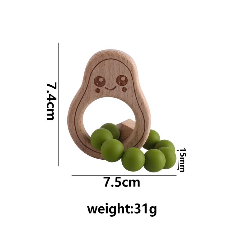 Nyeste baby sut kæde klip avocado træbinder og binder armbånd til tyggepleje: Lysegrøn