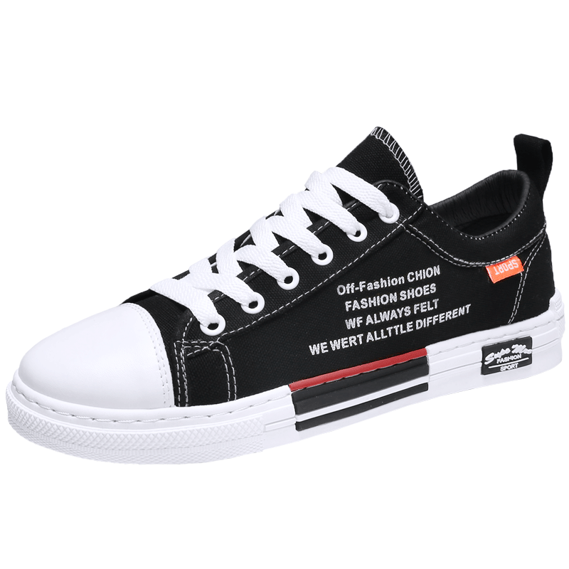 canvas shoes men men Shoes Men Casual Shoes White Sneakers summer Walking Shoes Black shoes Flat shoes Trainers: Black / 7
