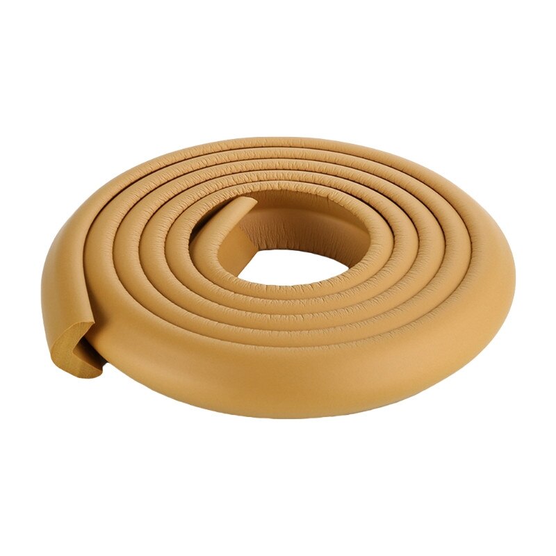 Protector de escritorio de esquina de seguridad para bebé de 2m, protección de mesa de goma para niños, borde suave en forma de L: Wood color