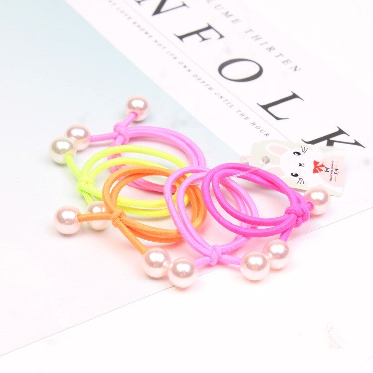 Billiga flickor barn pärla elastiskt hår gummiband barn knyta hår rep ring gummitillbehör för flickor scrunchie hästsvanshållare
