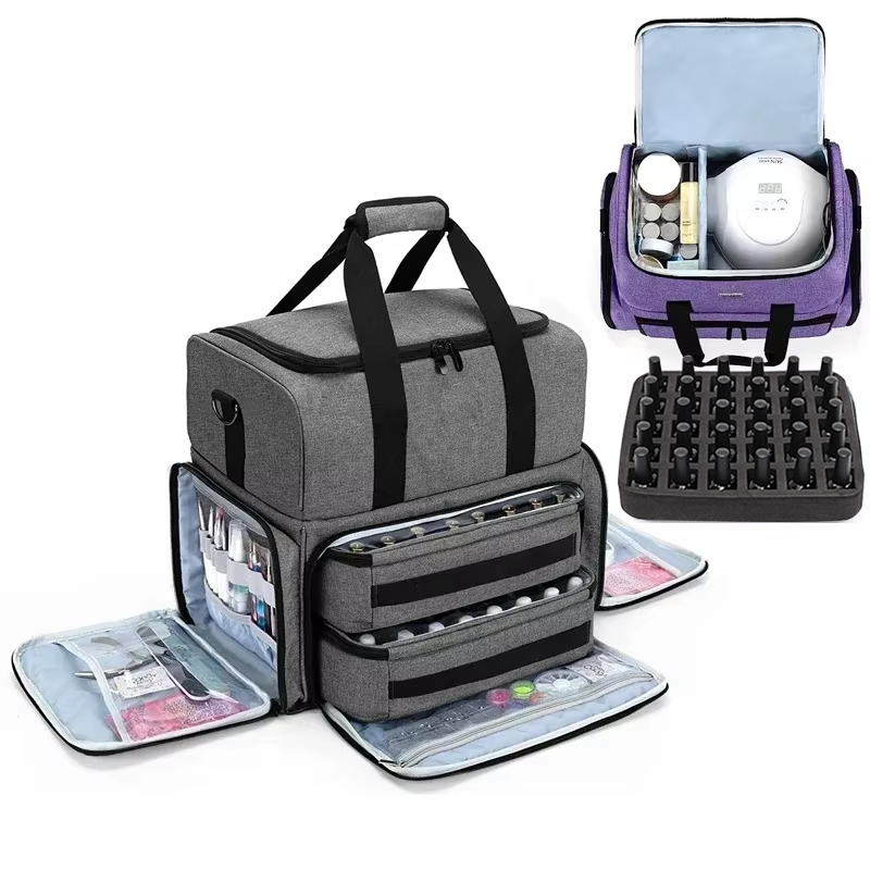 48 flasker neglelakk oppbevaringspose kosmetikk veske organizer med håndtak for reise bærbar essensiell oljepose neglepleiesett boks