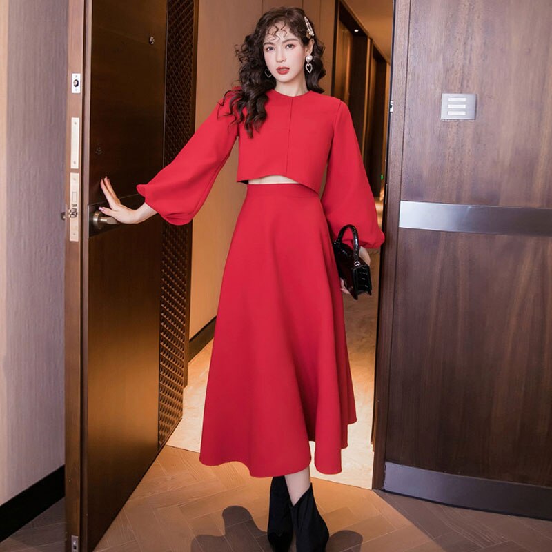 2022 Korean Style Spring Red Suit Women Ladies Dre... – Grandado