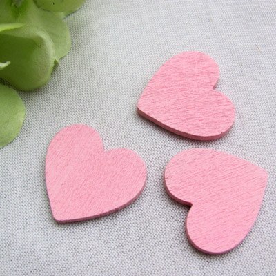 100 Pcs Wit Roze Goud Houten Liefde Hart Bruiloft Gunst Bruiloft Tafeldecoraties: pink / 30X29mm