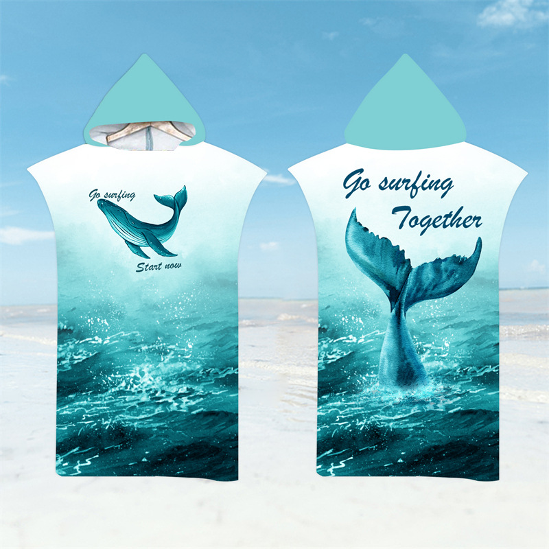 Albornoz de ballenas de cola, toalla de playa, tortuga marina, toallas de baño de secado rápido, capa ligera con capucha, natación, Surf, Poncho para hombres y mujeres adultas: Gris