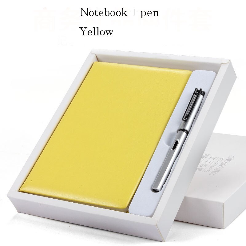 Luxurious Office Notebook Set Upscale Business Notebook Business Pen Set With Box For Office Meeting: Yellow