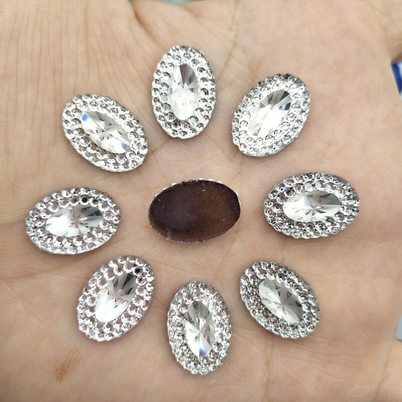 50-100 stk/oval perle flatback bling rhinestone håndværk scrapbog dekorativ gør-det-selv beklædningsgenstand syning dekorative perler