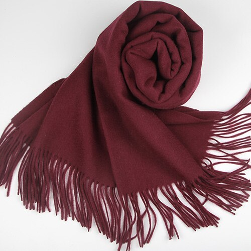FURTALK 100% bufanda de lana de cordero para mujer Cachemira bufanda de lana Pashmina Bandana invierno otoño bufanda larga Mujer chales foulard femme: Wine Red
