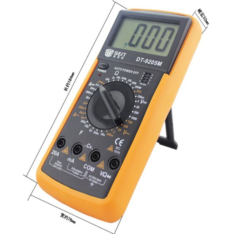 Best BST-9205M large screen digital multimeter with probe DT9205A