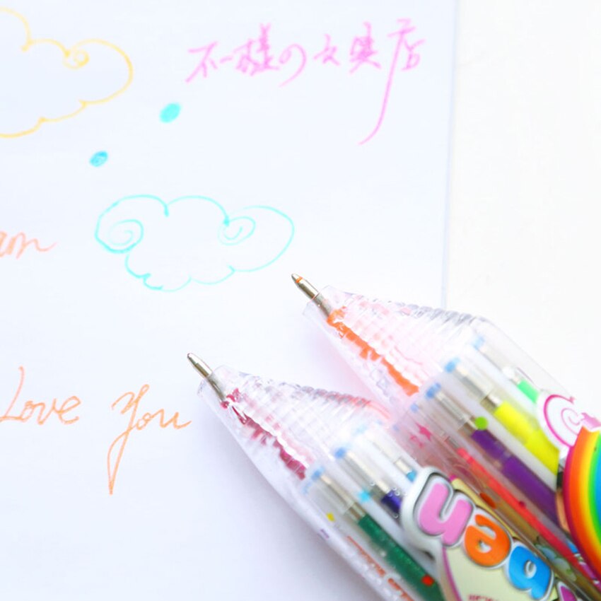 Stylo marqueur Flash 8 en 1 pour étudiants, recharge 0.7mm, surligneur Portable, stylo à pression, fournitures scolaires et de bureau