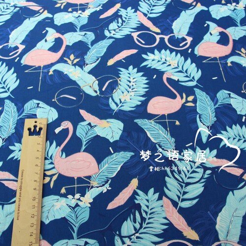 Tela de sarga de algodón con flamencos estampados, ropa de cama de manualidades, costura de retazos y telas de para confección de ropa: Transparente / 100x160cm