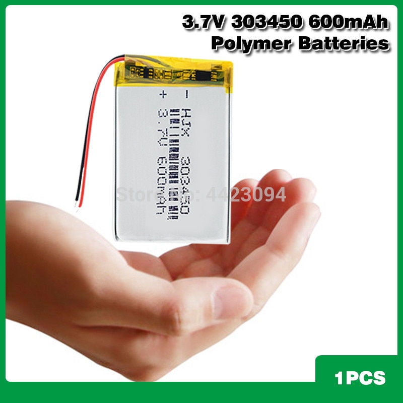 Oplaadbare 3.7V 600 Mah Batterij 303450 Lithium Polymeer Li-Po Li Ion Batterij Lipo Cellen Voor MP3 MP4 gps Elektrische Speelgoed Bt Headset: 1PCS