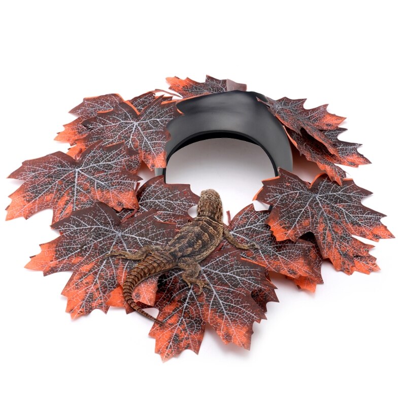 Snake Hides Small Reptile Hideout Caves Terrarium Hide Box for Lizards Leopard Gecko Sturdy Plastic with 12 Leaves: black