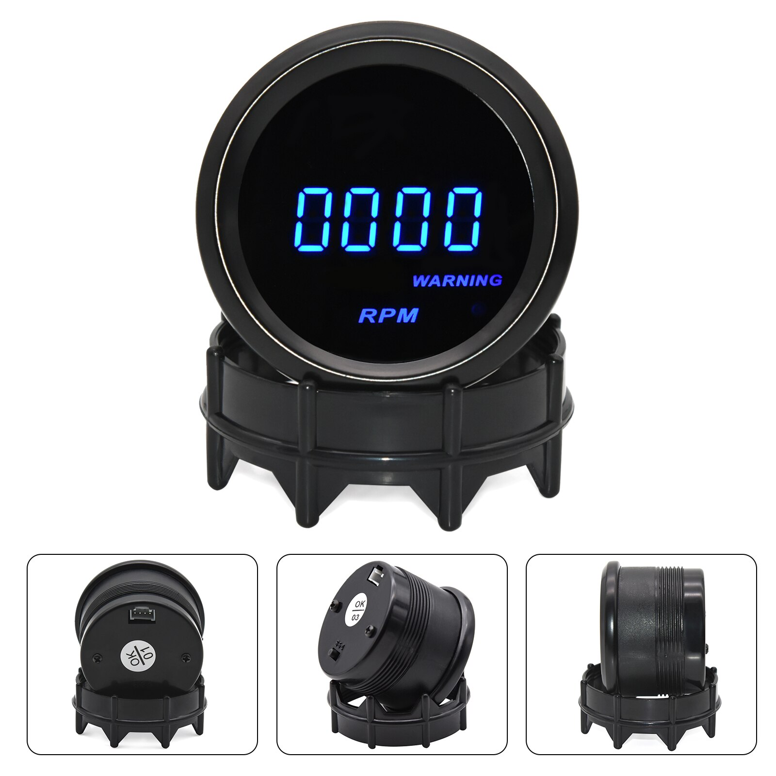 52mm Car Digital Tachometer Turbo Boost Gauge PSI BAR Water Temp Oil Temp Oil Pressure Gauge Voltmeter Rpm Meter Warning Light