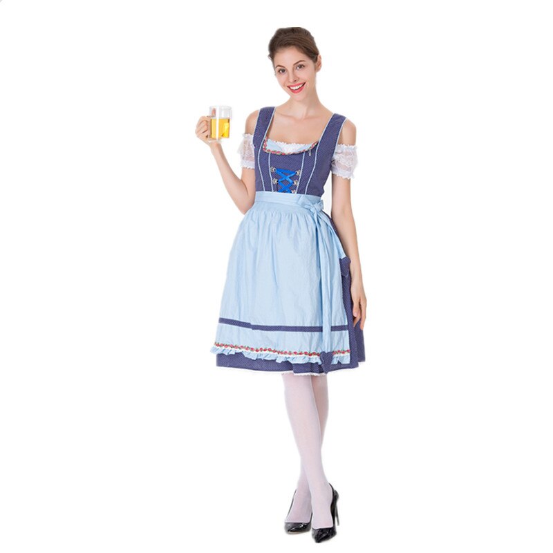 Adult Female German Oktoberfest Costume Traditional Bavarian Bar Maid Costume S-3XL: L