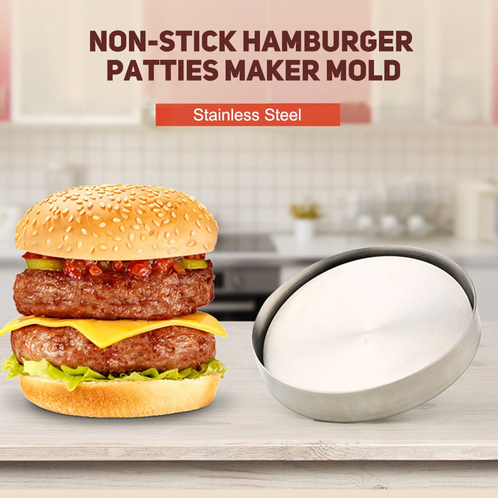 Hamburgerbiffar i rostfritt stål formtillverkare handmanövrerade hamburgare kökstillbehör matlagning köttverktyg